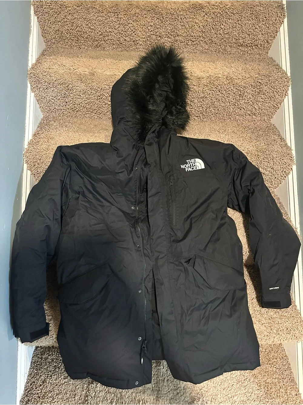 The North Face Black Men's Insulated Parka with Faux Fur Hood